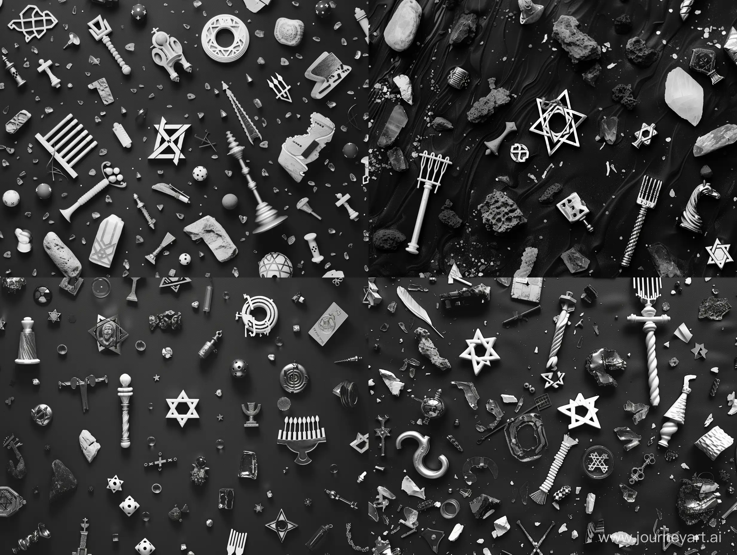 Jewish-Symbols-on-Abstract-BlackWhite-Canvas