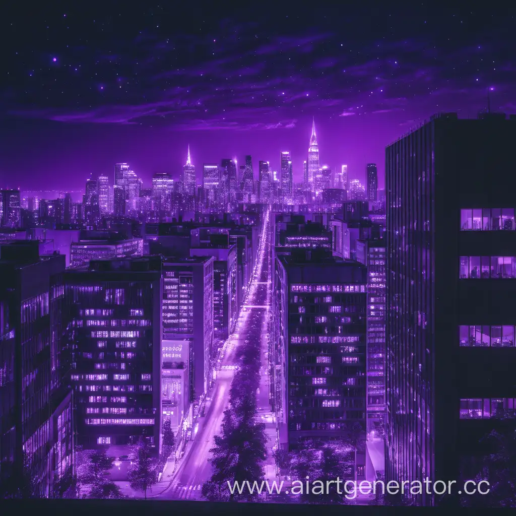 Vibrant-Purple-Night-Skyline-in-a-Bustling-Metropolis