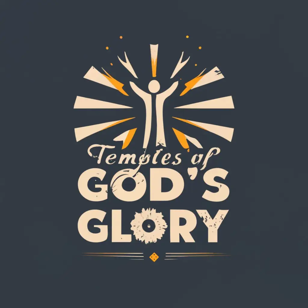 logo, Holy temple of light and divinity bursting out of holy person's chest, with the text "Temples Of God's Glory", typography, be used in Religious industry