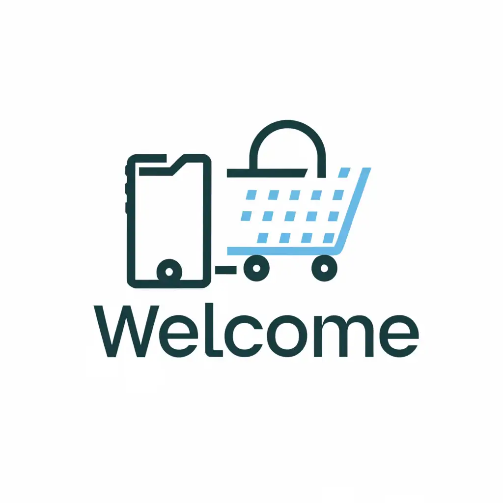 a logo design,with the text "Welcome", main symbol:a shopping cart and phone,Moderate,be used in Technology industry,clear background