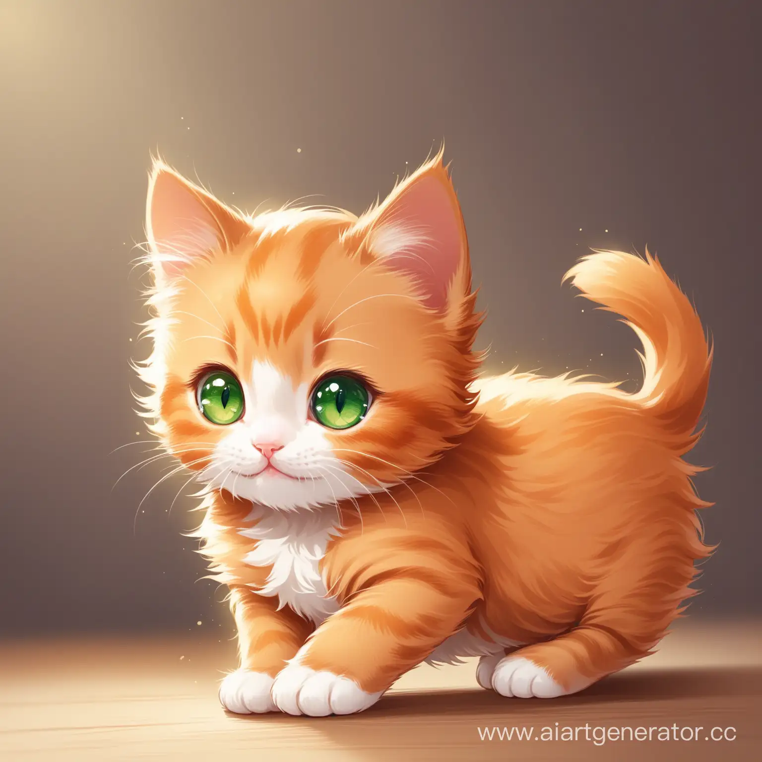рыжий котёнок с зелёными глазами