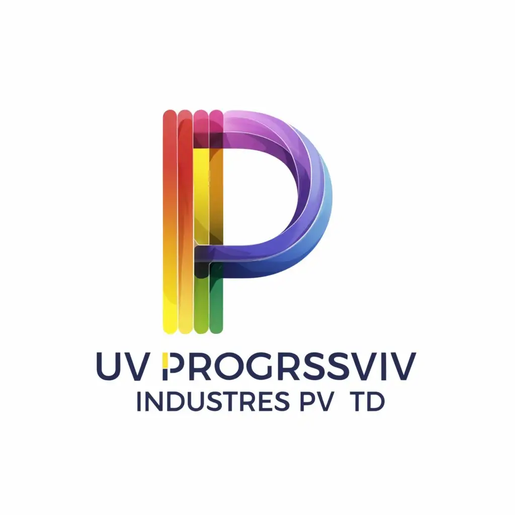 a logo design,with the text "UV Progressive Industries Pvt Ltd", main symbol:Symbol P, Rainbow color, Simple Linear,Minimalistic,clear background