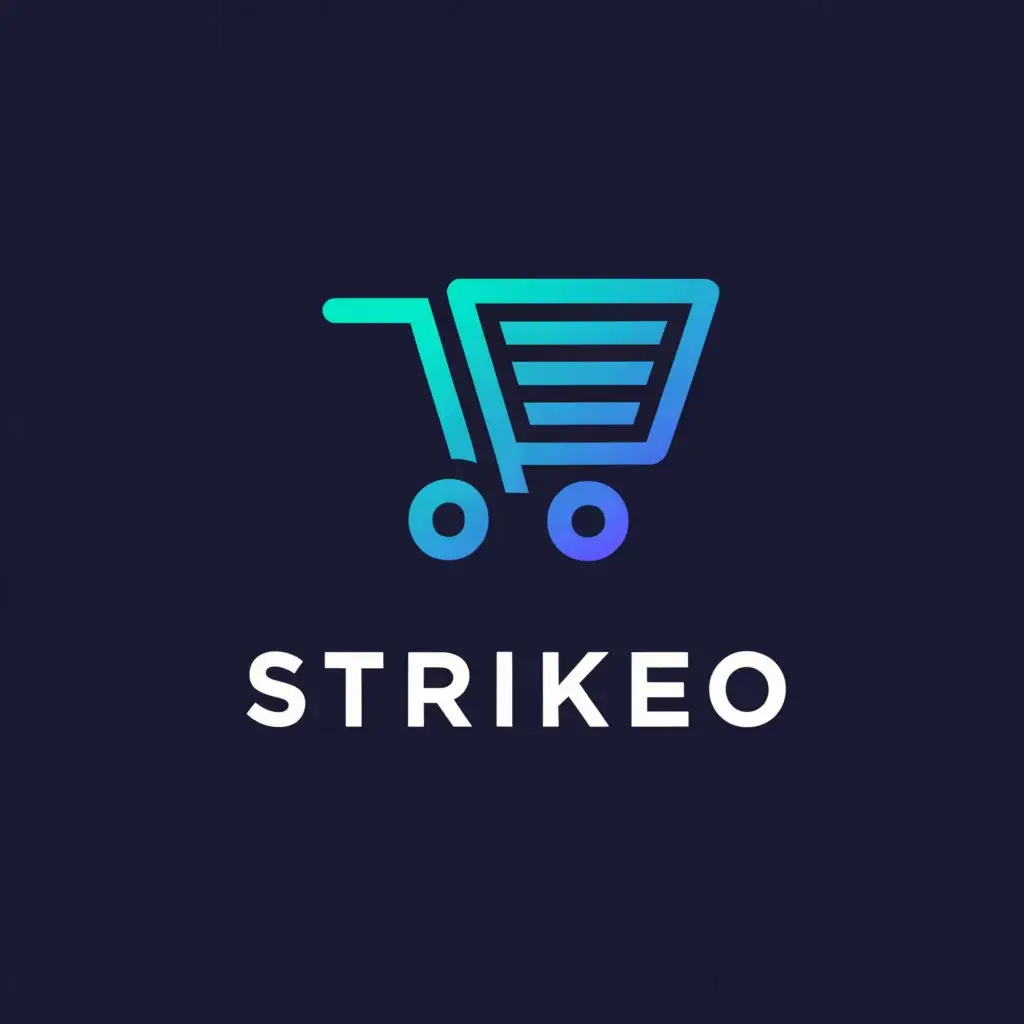 a logo design,with the text "StrikeO", main symbol:Shopping Cart, O, S, Dark Blue,Minimalistic,be used in Technology industry,clear background