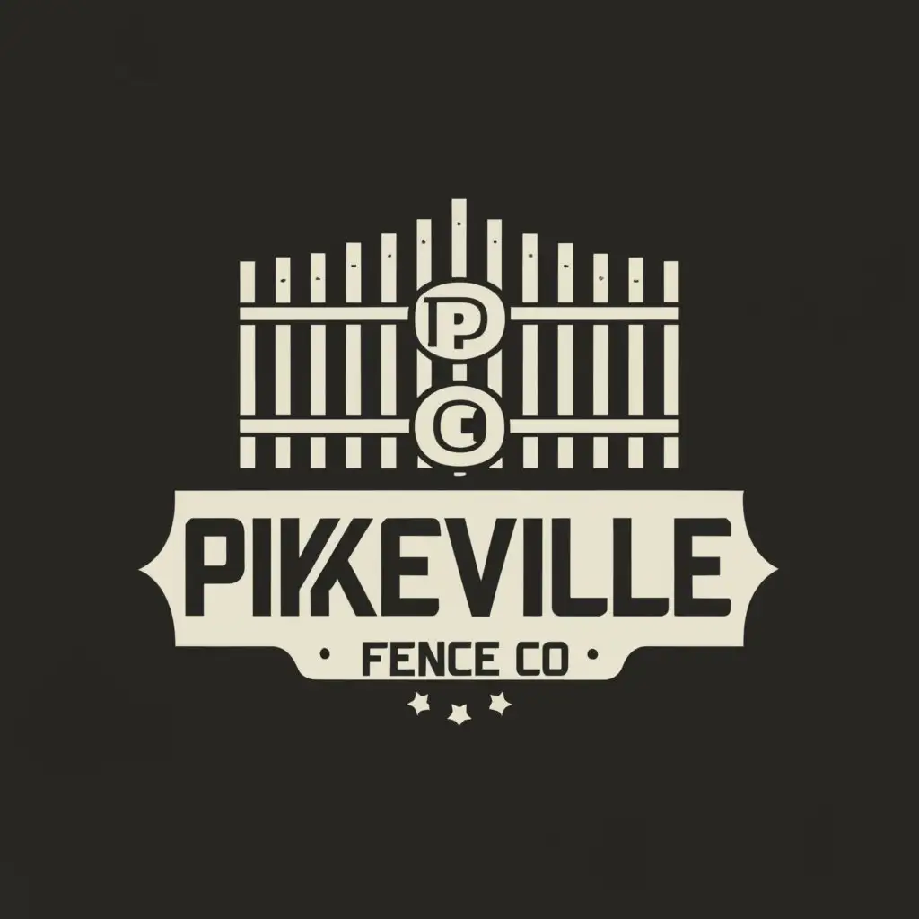 a logo design,with the text 'Pikeville Fence Co', main symbol:fence,Moderate,clear background