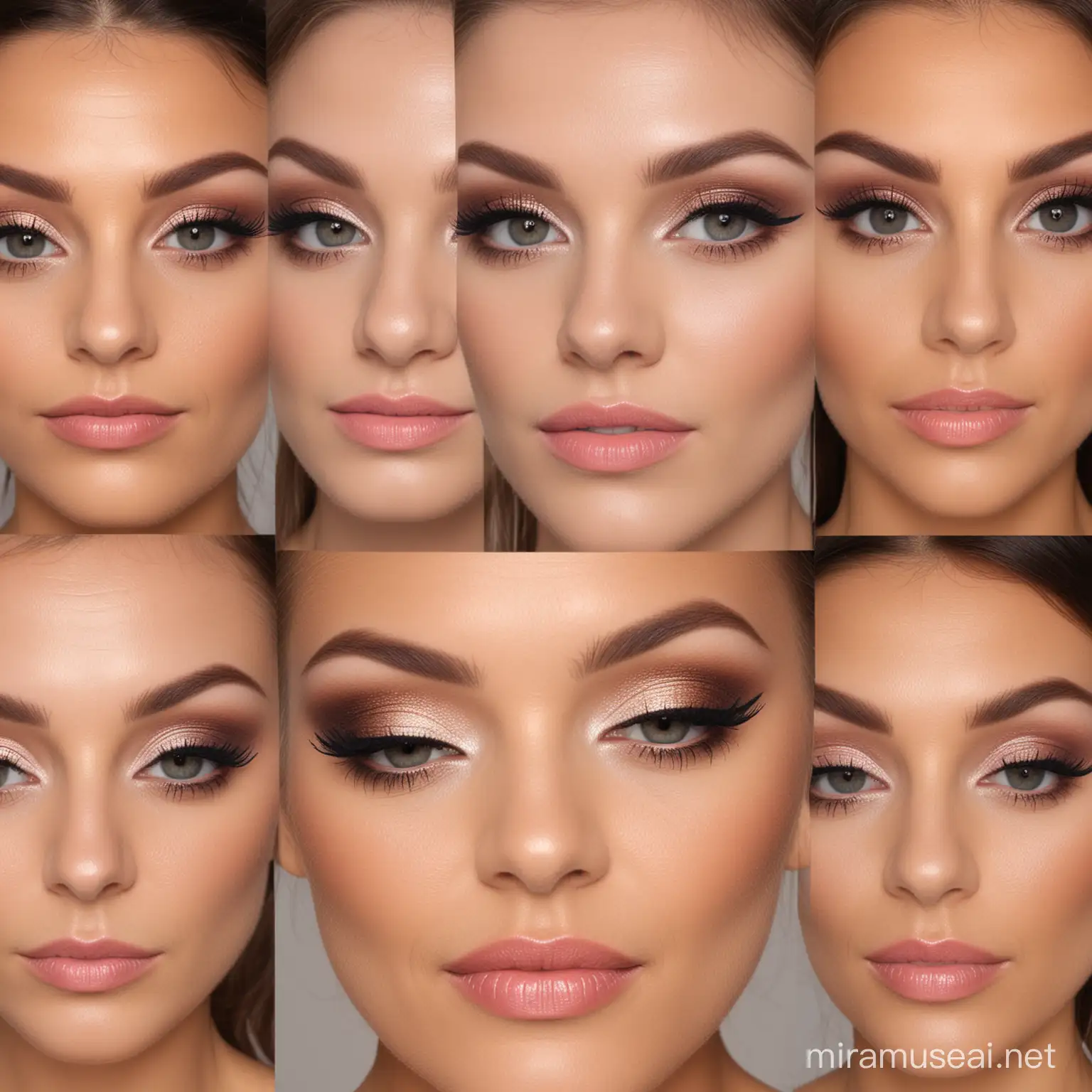 Create images that could be used for a blog post about 5 makeup looks for special occasions