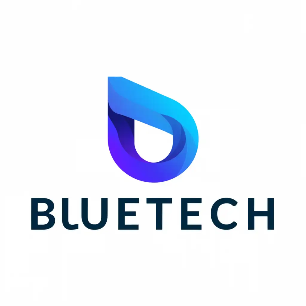 a logo design,with the text "BLUETECH", main symbol:In this logo, the company name "BlueTech" is written in a modern, bold font to convey innovation and professionalism. The color blue is used to symbolize technology and trust. The abstract geometric shape on the left side represents a wave, merging with a circuit pattern to emphasize the company's focus on tech solutions. Overall, this logo aims to be visually appealing, memorable, and reflective of a tech-oriented brand. ,Moderate,be used in Technology industry,clear background