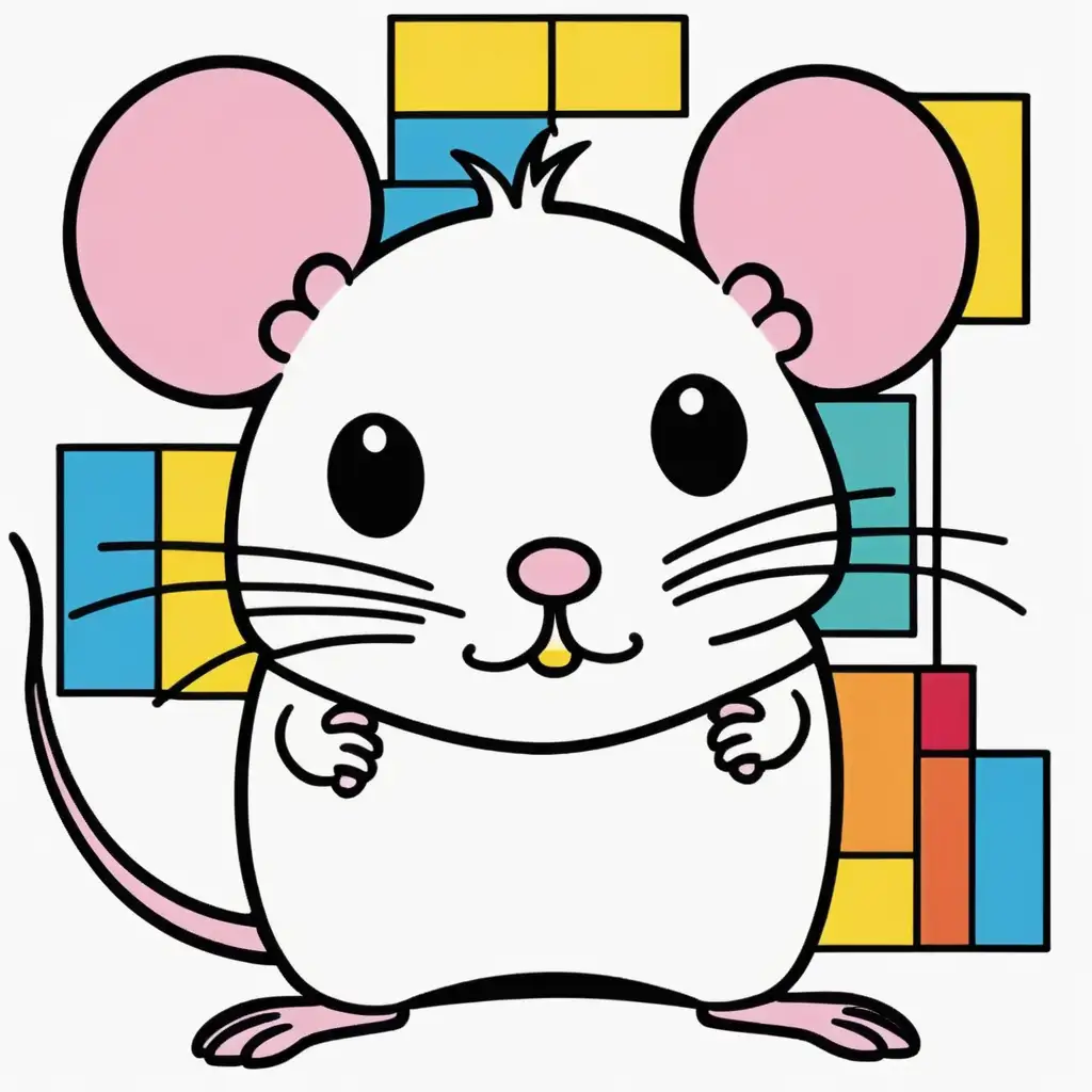 single funky cute square colorful line mouse comical
