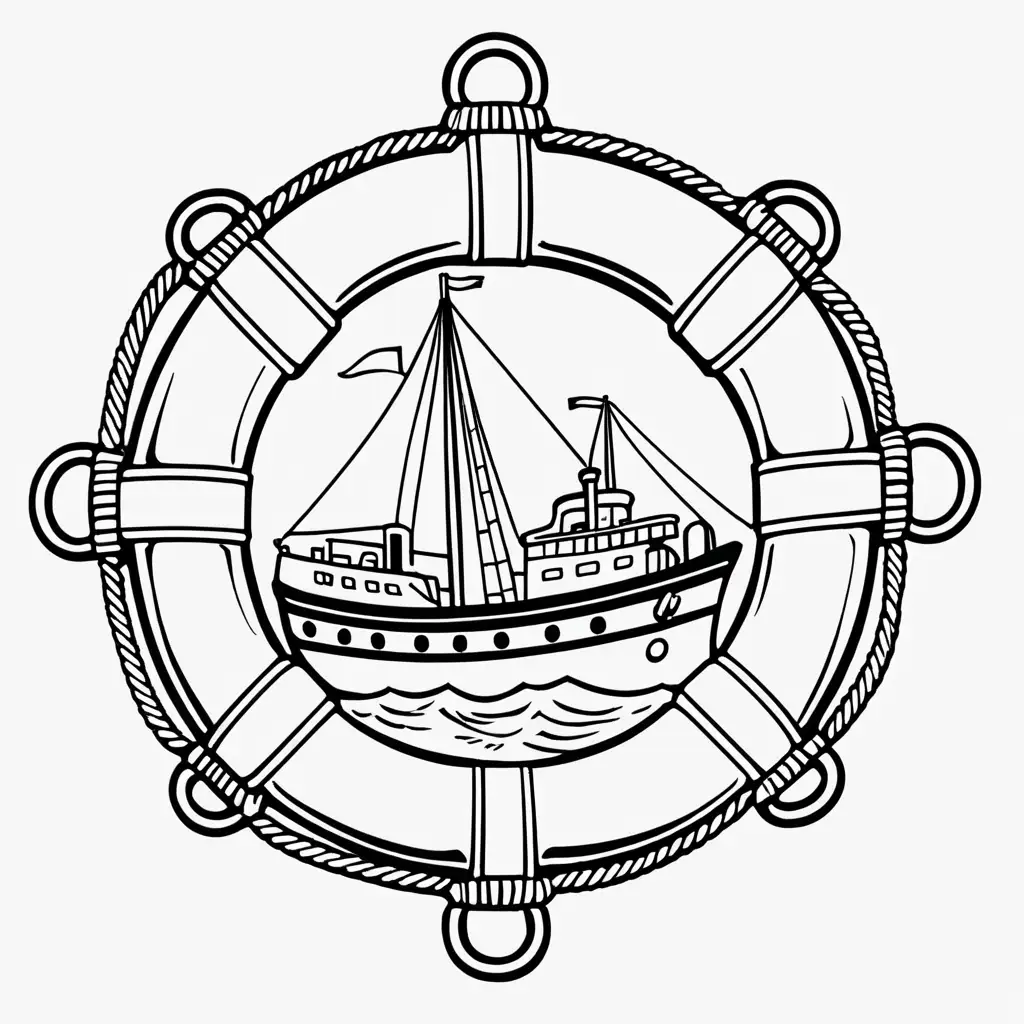 Nautical Lifebuoy Coloring Page for Creative Fun