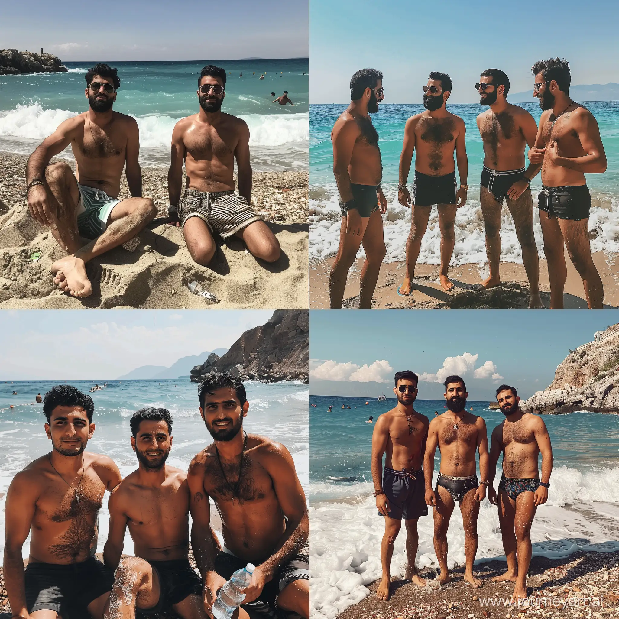 Смуглые иранские парни тусуются на пляже в Анталии