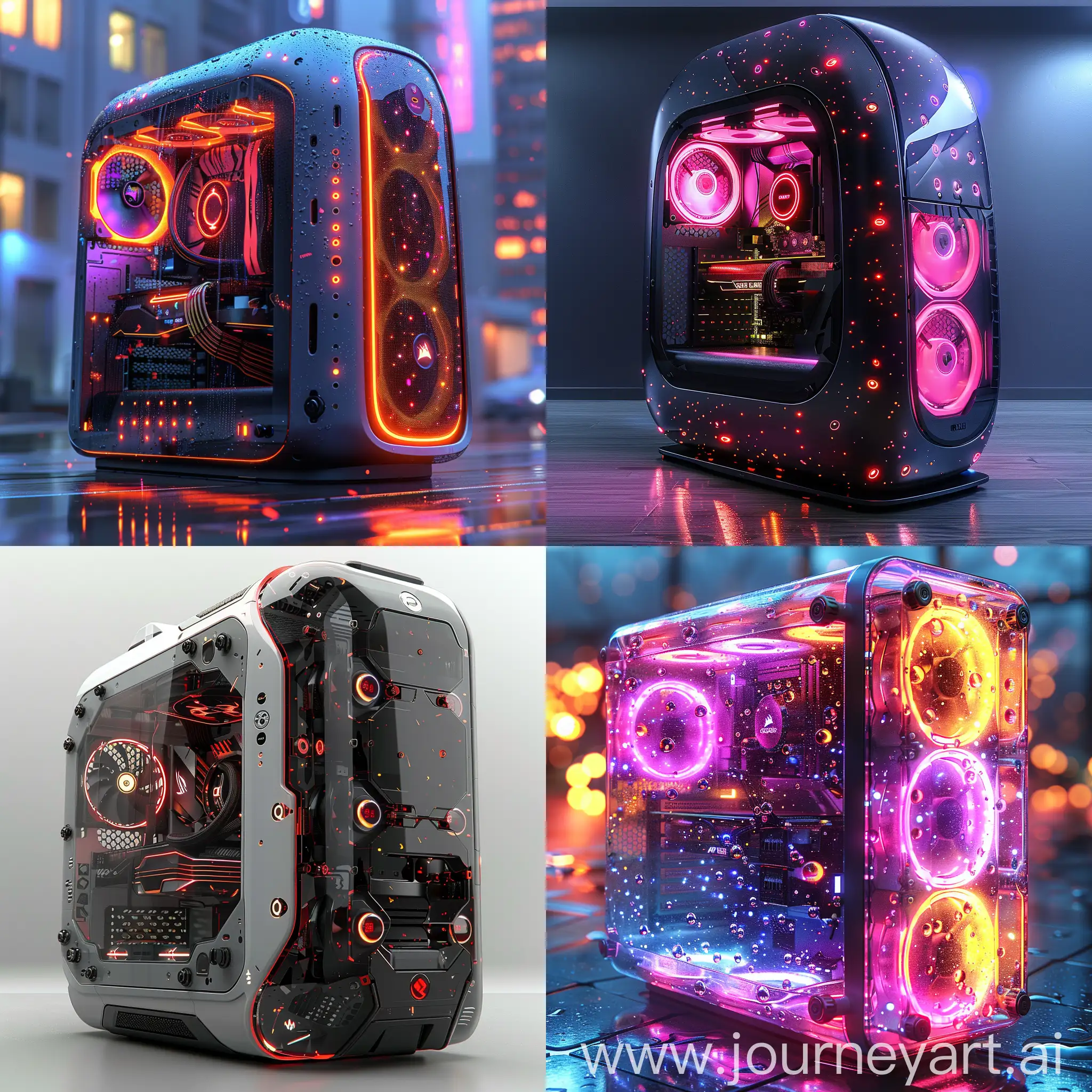 Futuristic PC case, ultra-modern style, ultramodern style, octane render --stylize 1000