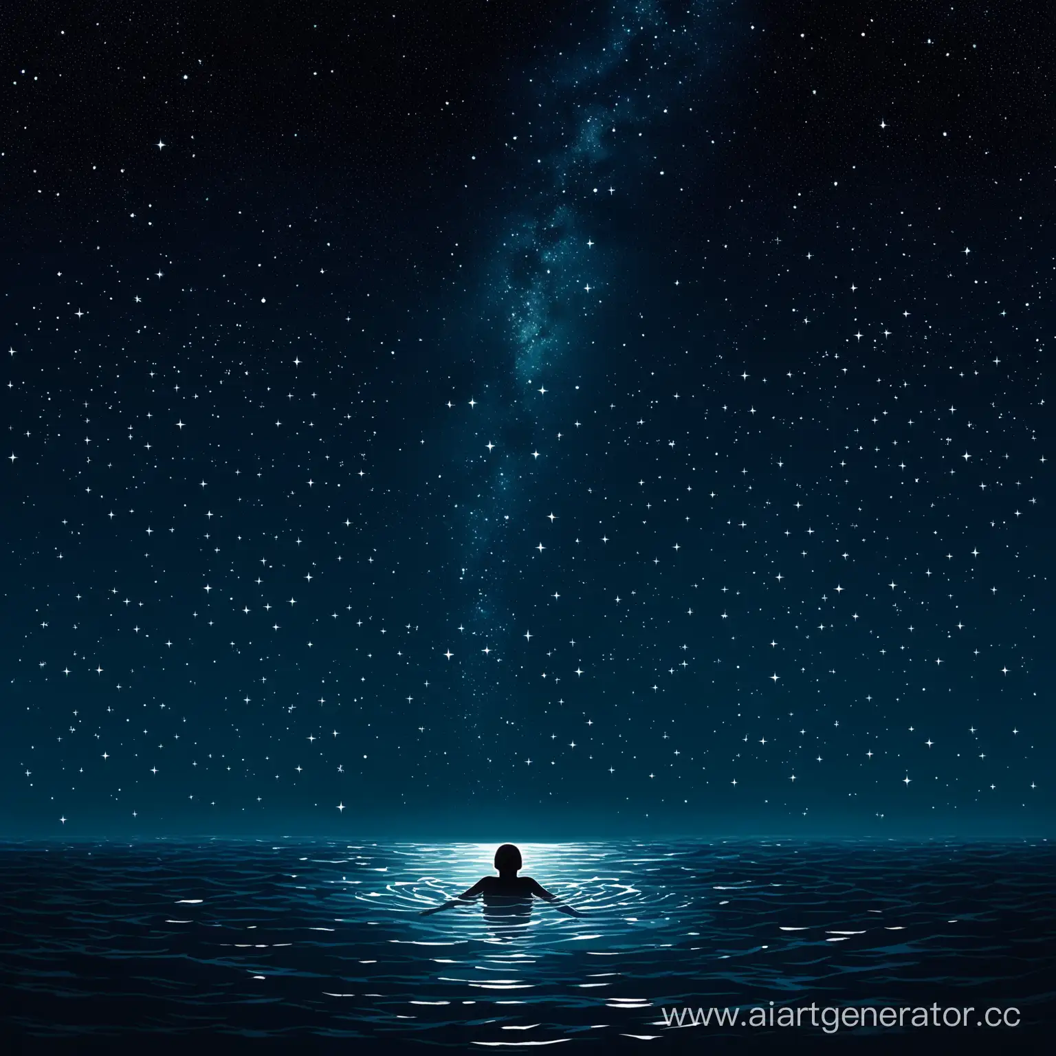Solitude-under-Starlit-Ocean-Enigmatic-Figure-Dissolving-in-the-Dark-Abyss