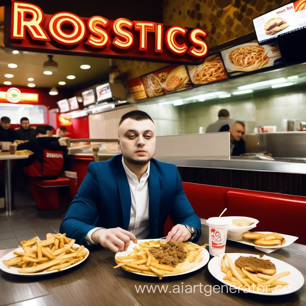 Dima-Svergnutyy-Enjoying-a-Meal-at-Rostics-FastFood-Chain