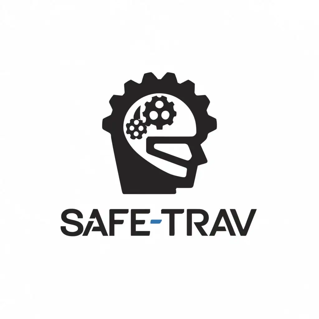 a logo design,with the text "SafeTrav", main symbol:Helmet,complex,be used in Automotive industry,clear background