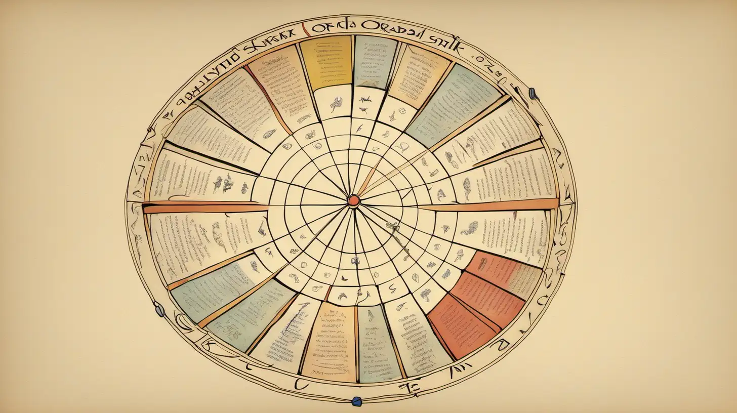 Astrological Wheel with Floating Words Keke Syleyebilseydim Orada