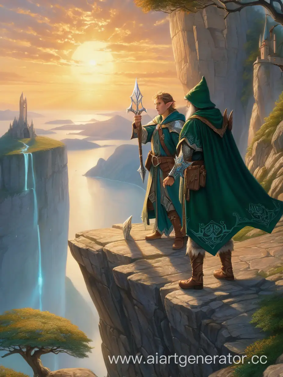 Warrior-and-Mage-Admiring-Sunrise-on-Cliff-Edge