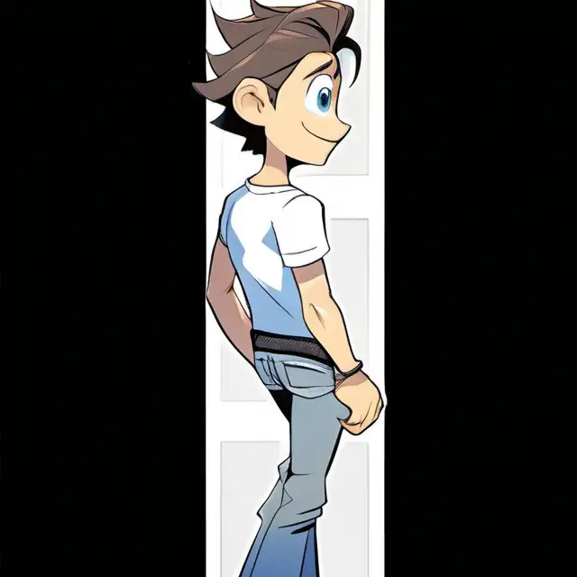 Cheerful Adam Expressive MediumBuild Character in Cartoon Tshirt and Jeans