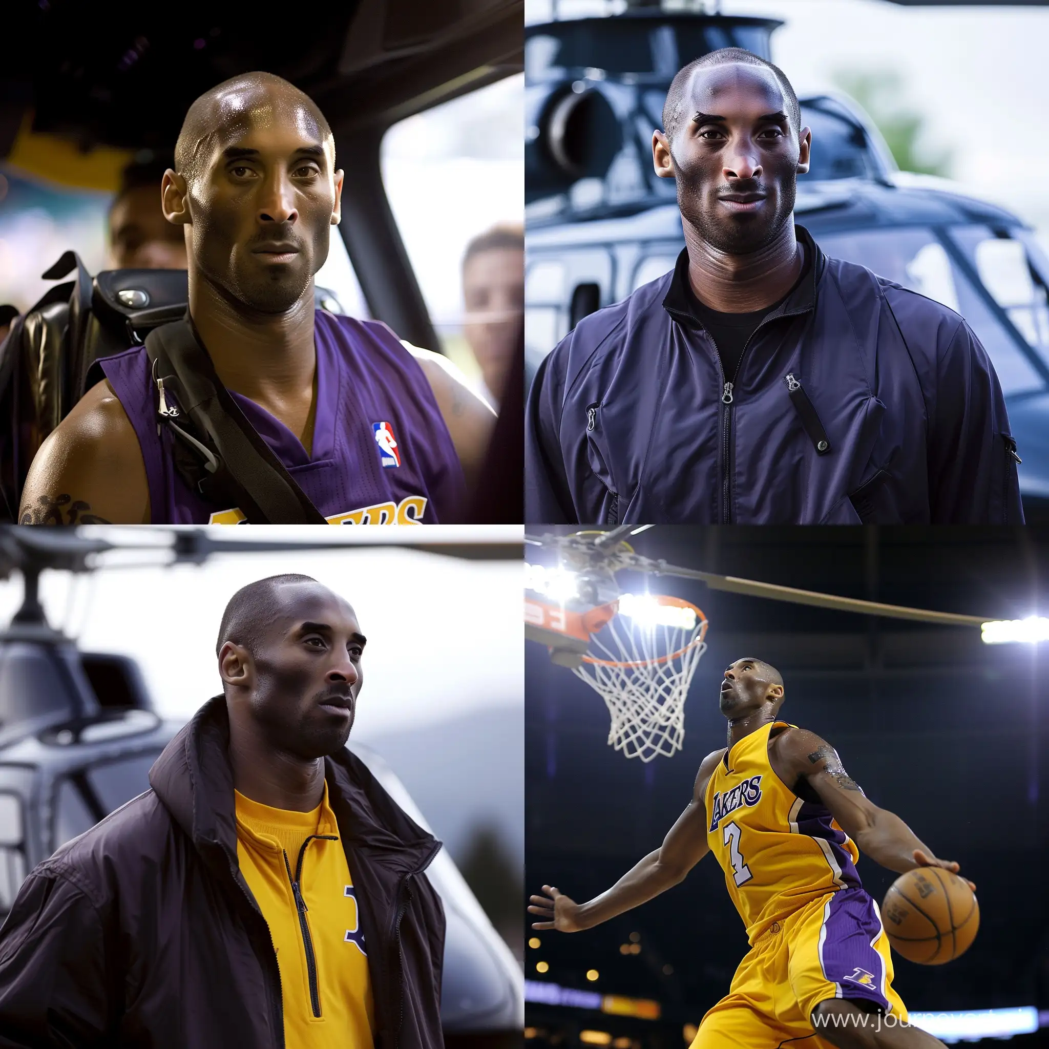 Kobe Bryant takes a helicopter