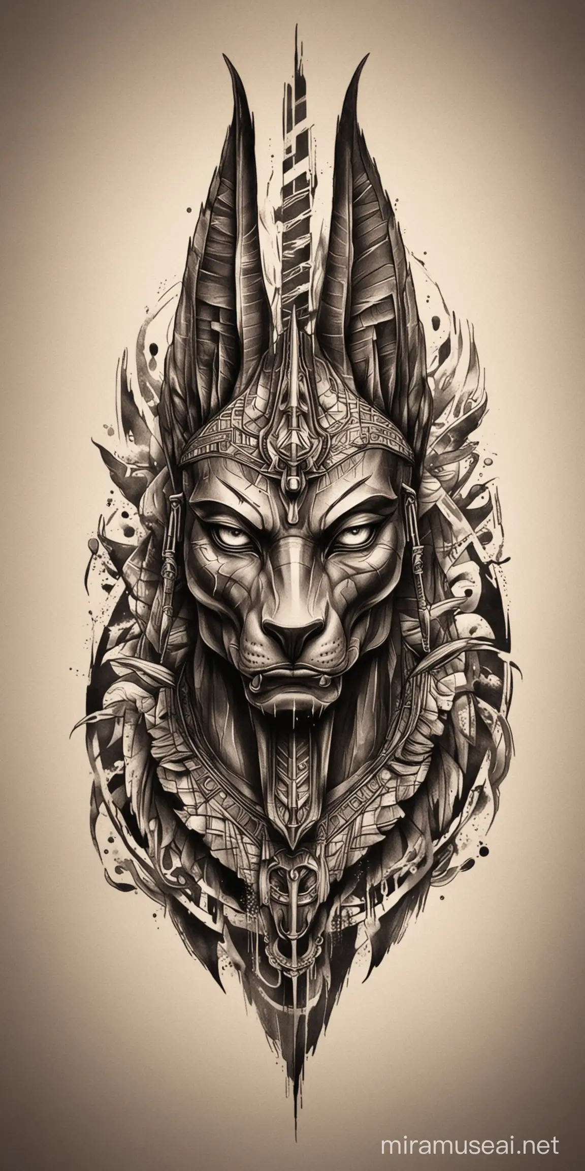 Fierce Anubis Tattoo Design Depicting the Anger of the Egyptian God
