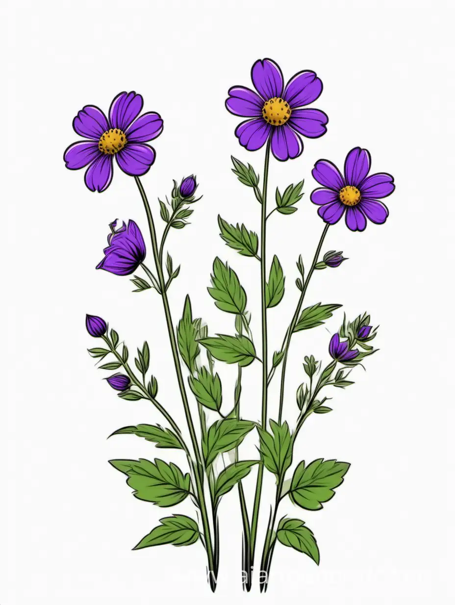 Elegant-Cluster-of-Purple-Wildflowers-Botanical-4K-Lines-Art