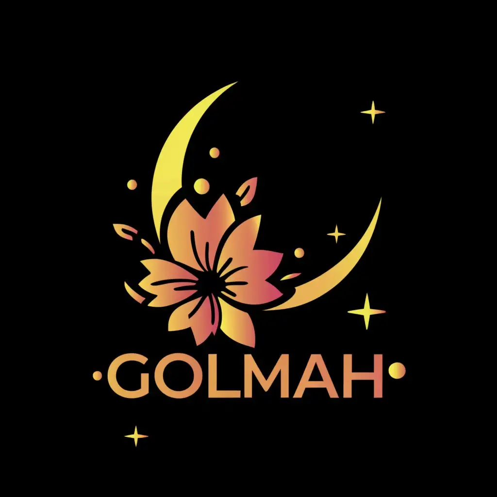 a logo design, with the text 'Golmah', main symbol:flower moon, Moderate, be used in Animals Pets industry, pink background simple colors