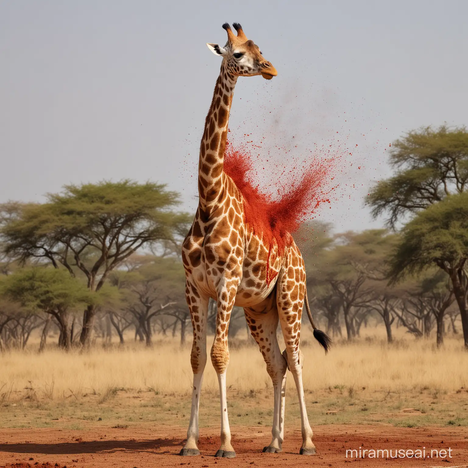 exploding giraffe sprays blood