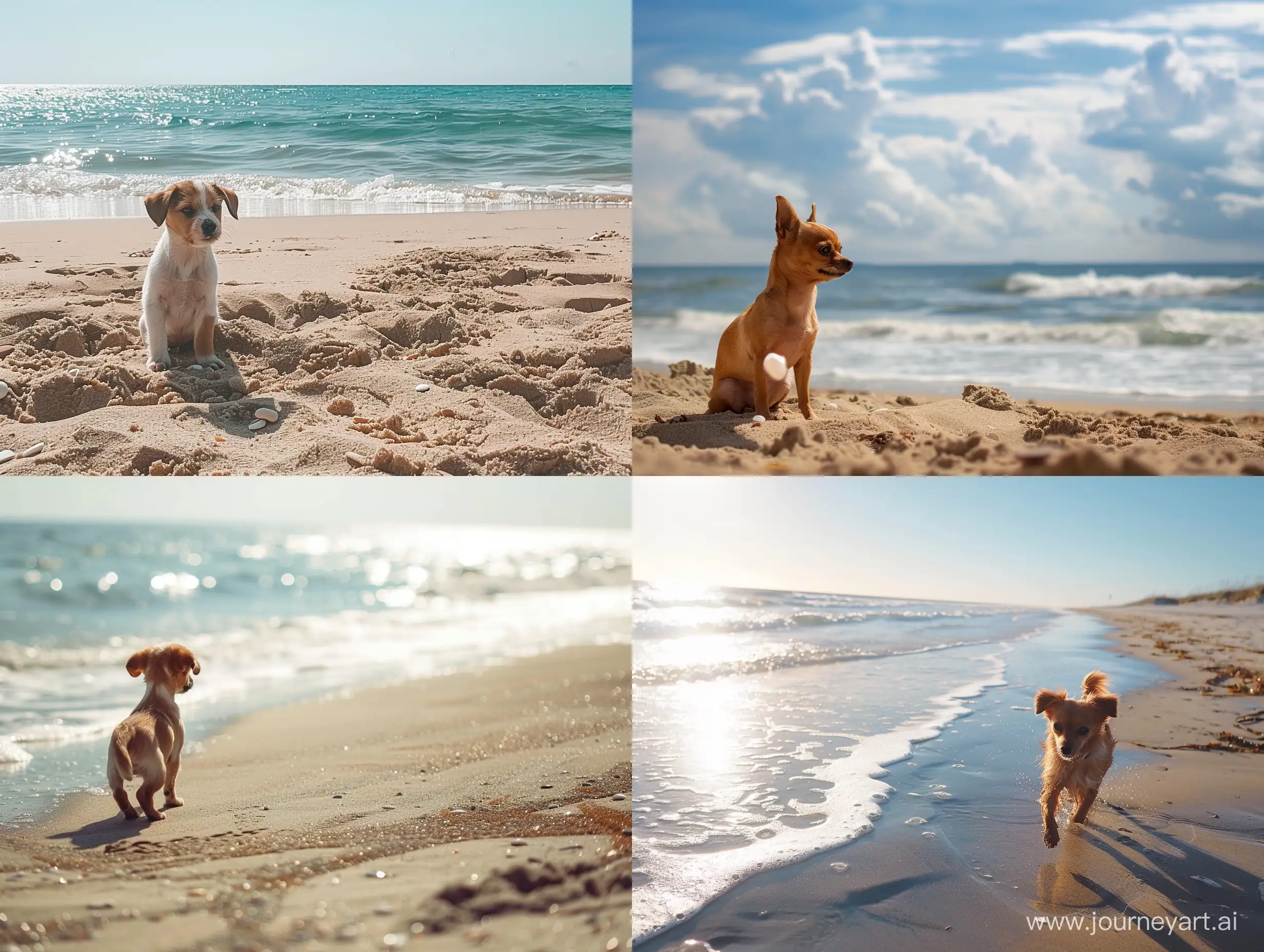 Tranquil-Beach-Scene-with-a-Playful-Dog