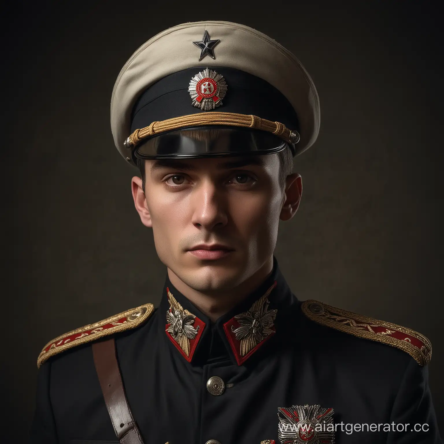 Mysterious-Slavic-Man-in-Russian-Officer-Uniform-with-Brown-Eyes