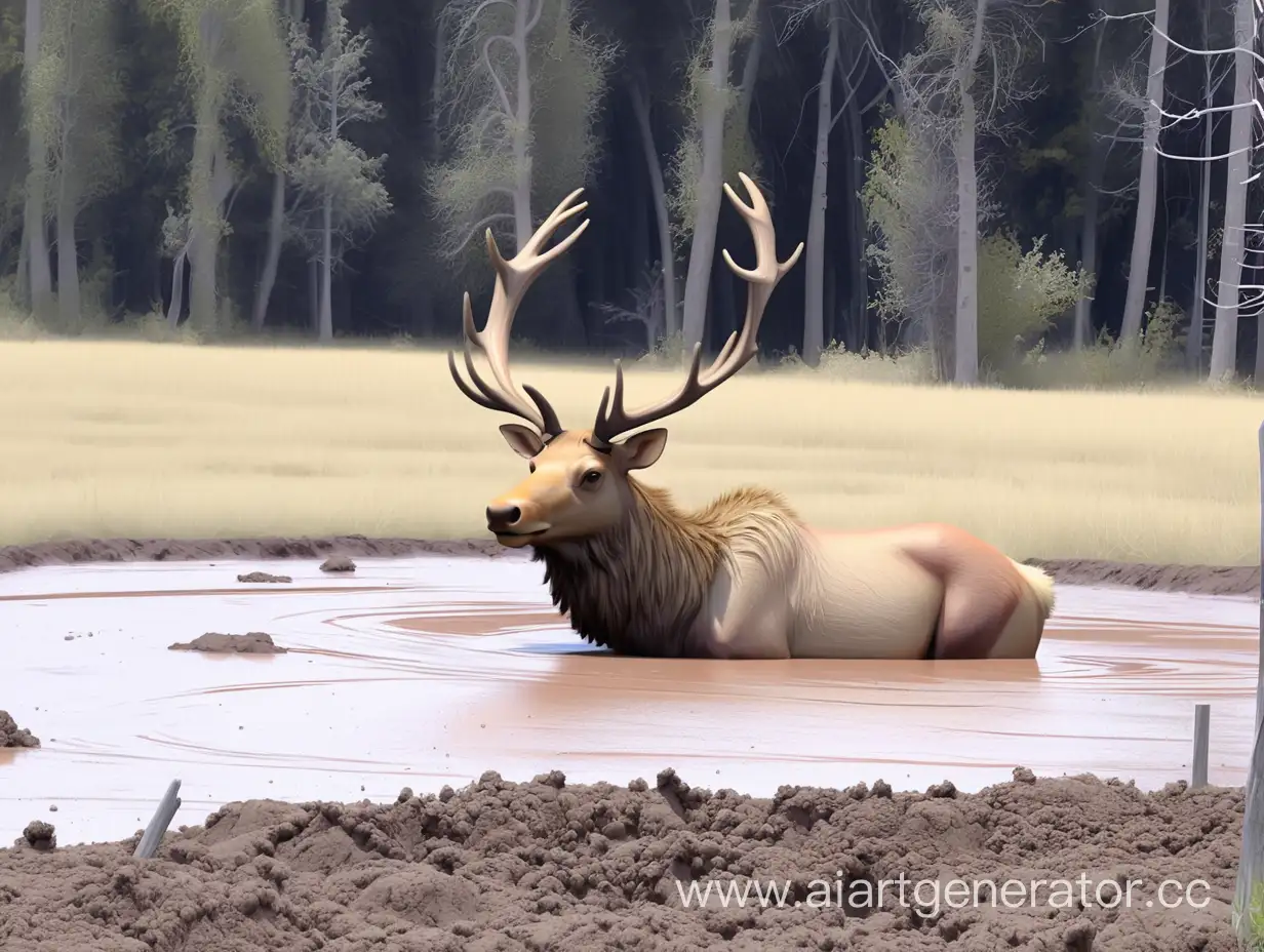Majestic-Elk-Struggling-in-Mud-Wildlife-Survival-Moment