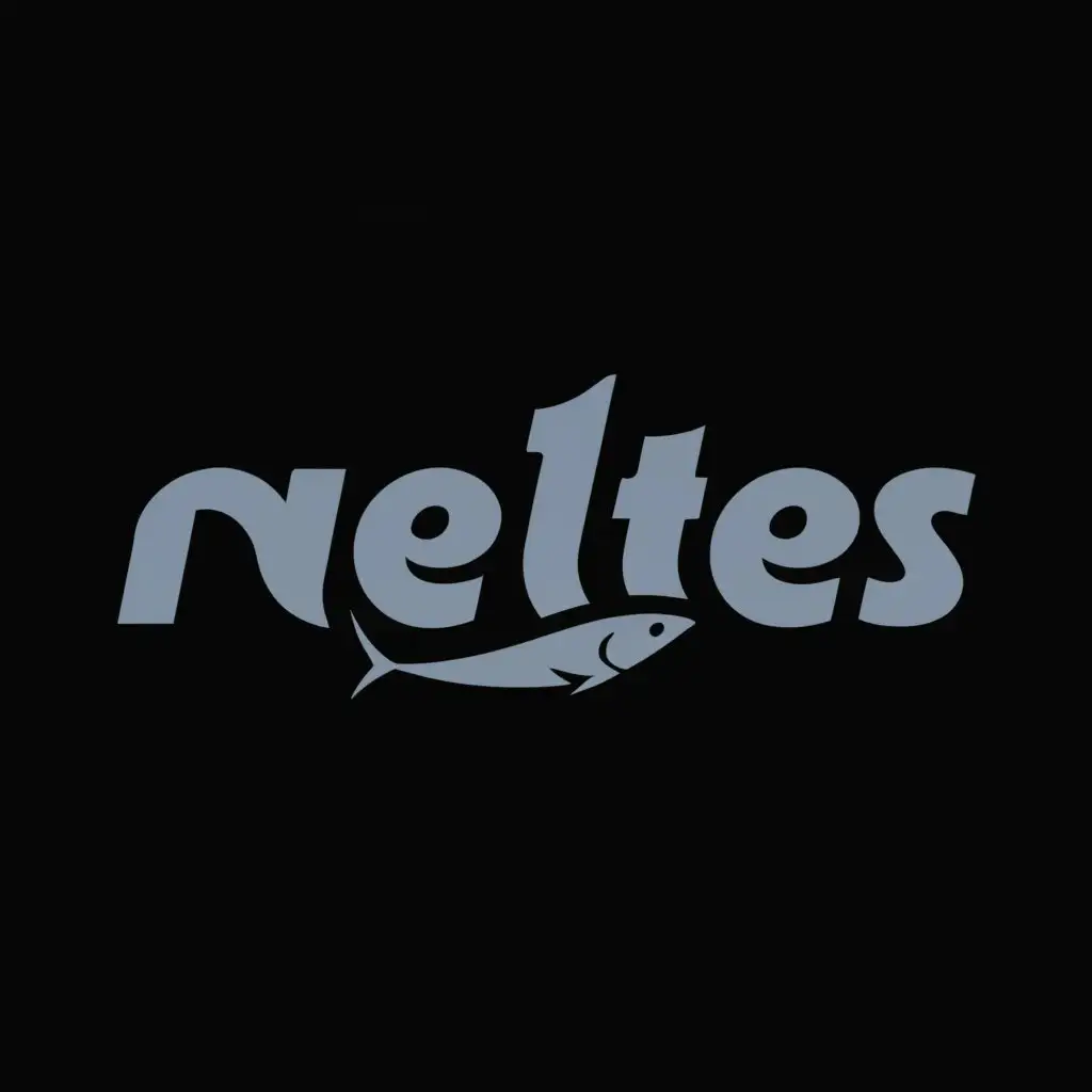 a logo design, with the text NELTES, main symbol:FISH, Moderate, clear background, MAKE THE TEXT COLOR RED WITH BLUE