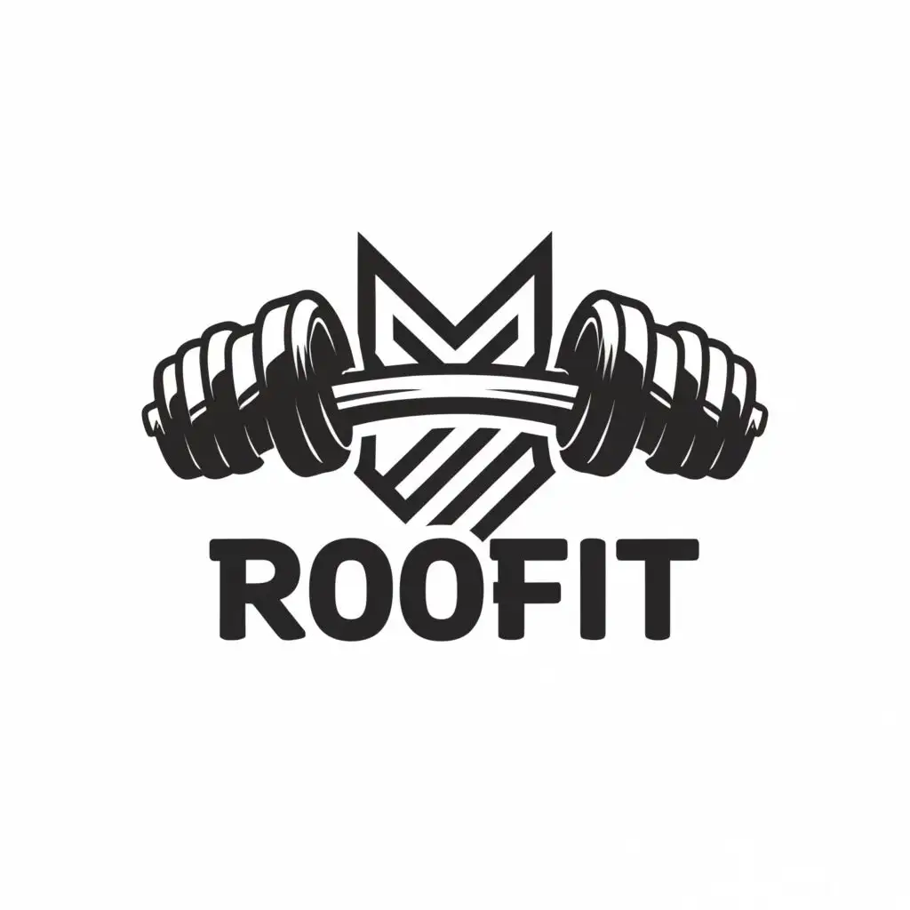 a logo design,with the text "RocoFit", main symbol:gym,Moderate,be used in Sports Fitness industry,clear background