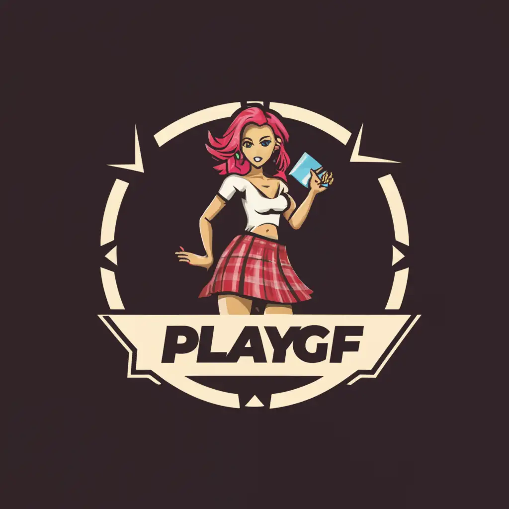 LOGO-Design-For-PlayGF-Modern-Cam-Girl-Theme-with-Super-Short-Skirt-Symbol