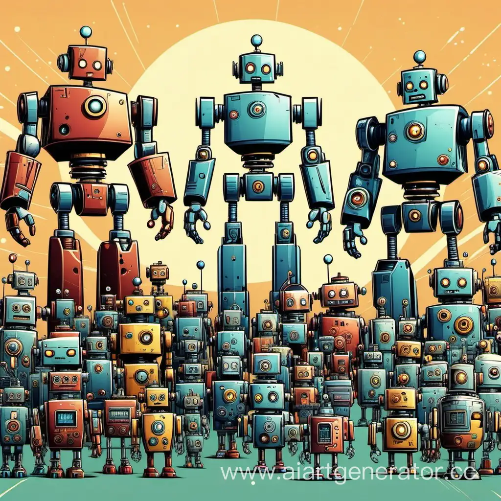 Gathering serious robots in the cartoon