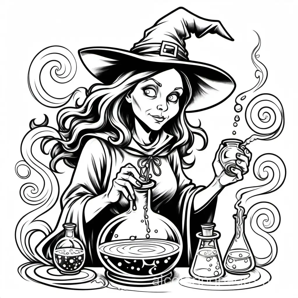 Enchanting-Potion-Master-Witch-Coloring-Page