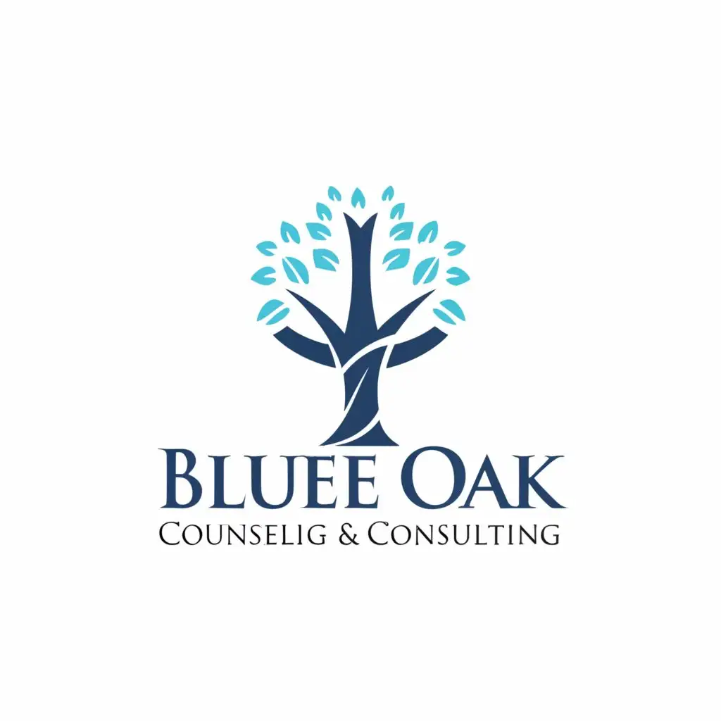 LOGO-Design-For-Blue-Oak-Counseling-Consulting-Minimalistic-Blue-Oak-Tree-Emblem