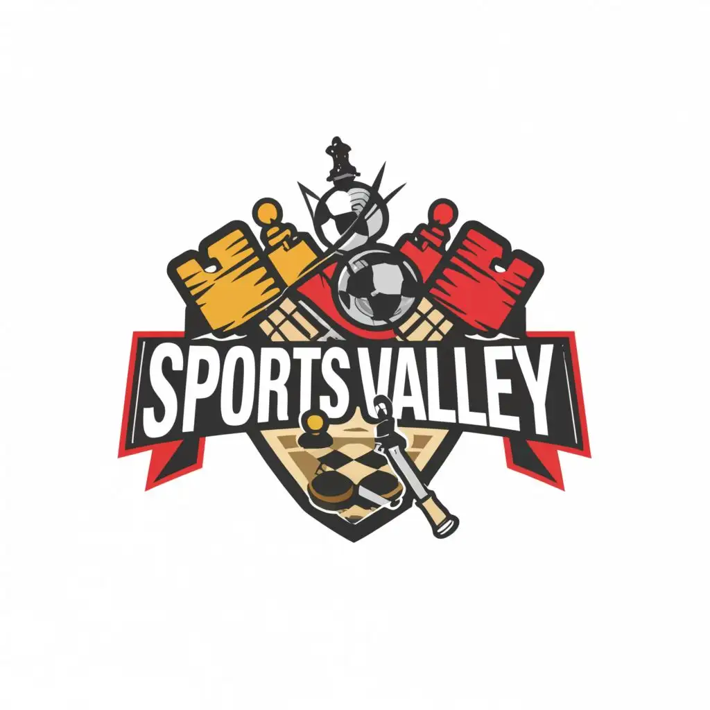 logo, MULTISPORTS & CRICKET CHESS, with the text "SPORTS VALLEY", typography