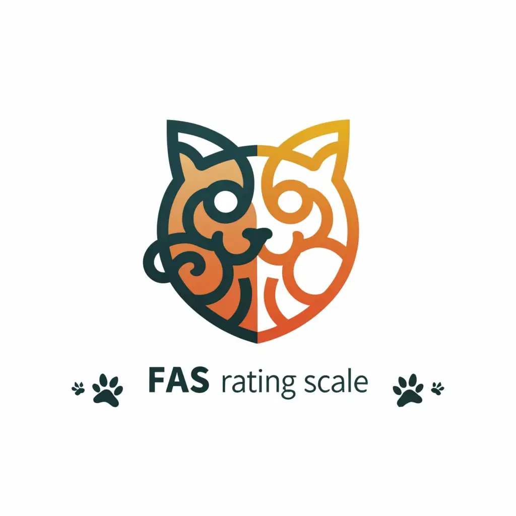a logo design,with the text "FAS rating scale", main symbol:cat and dog,Сложный,be used in Животные и домашние питомцы industry,clear background