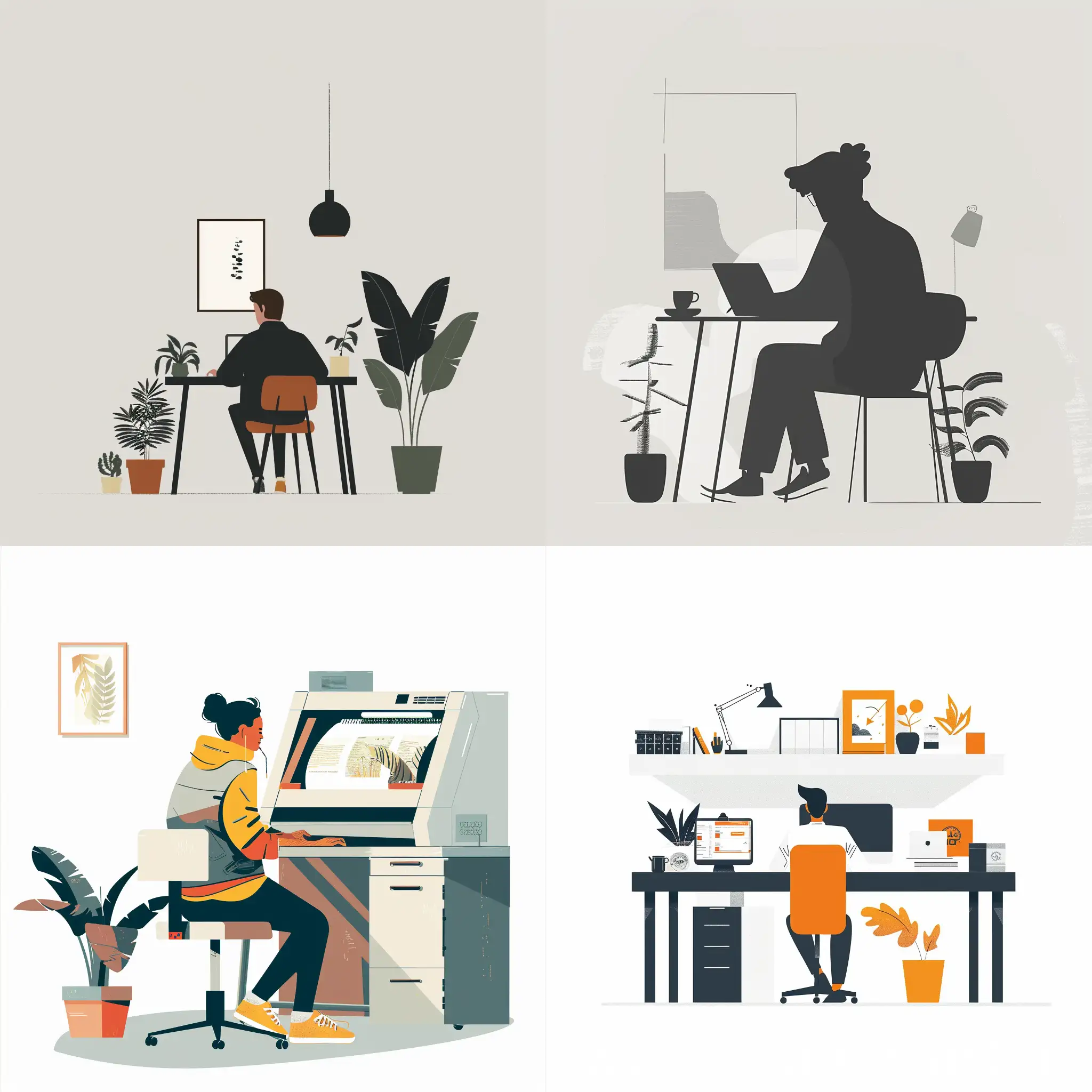 illustration a minimal graphic image "introvert doing print-on-demand" with plain white background (Code: FFFF)