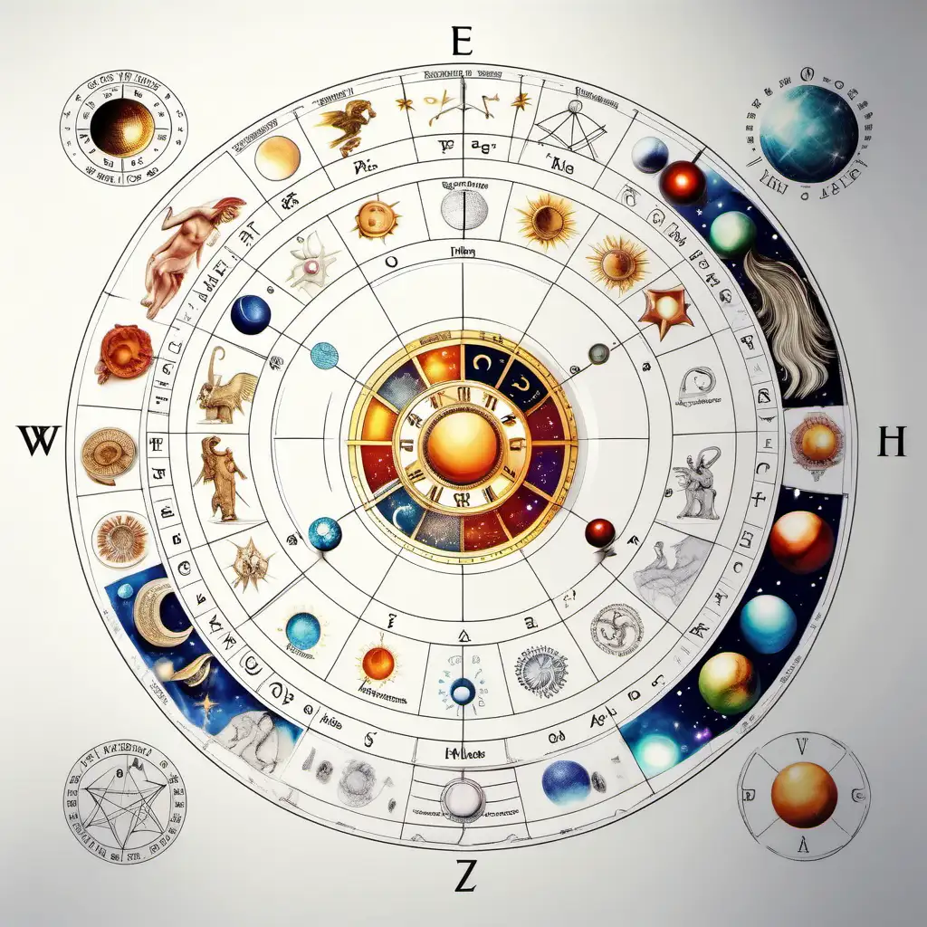 astrology elements on pure white paper front view 