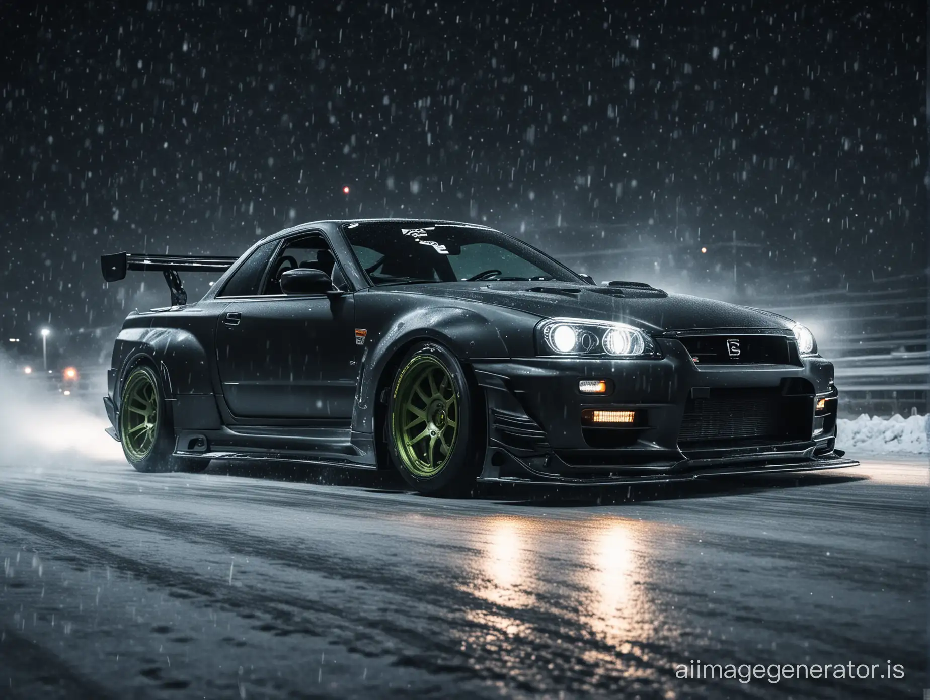 TUNED CAR from Nissan Skyline r34 koenigsegg jesko   DRIVING AT NIGHT DRIFTING DARK COLORS THE ROAD BLACK CARBON THE CAR COLOR darker make to  snow