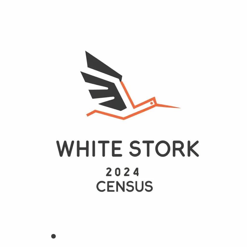 a logo design,with the text "WHITE STORK
2024
BELARUS
CENSUS
", main symbol:WHITE STORK,Minimalistic,clear background