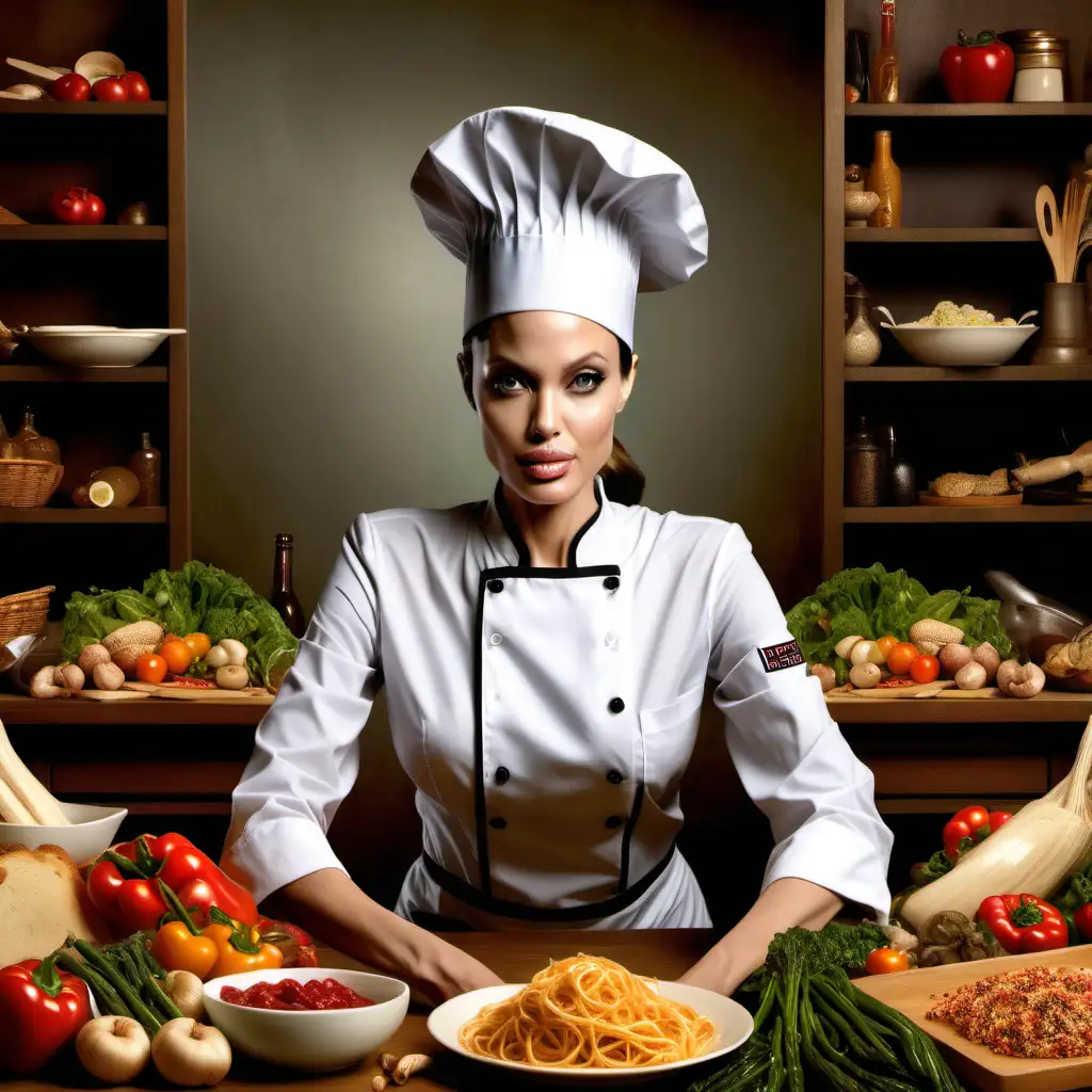 Angelina Jolie Transformed into Culinary Maestro with Chefs Attire and Bountiful Feast