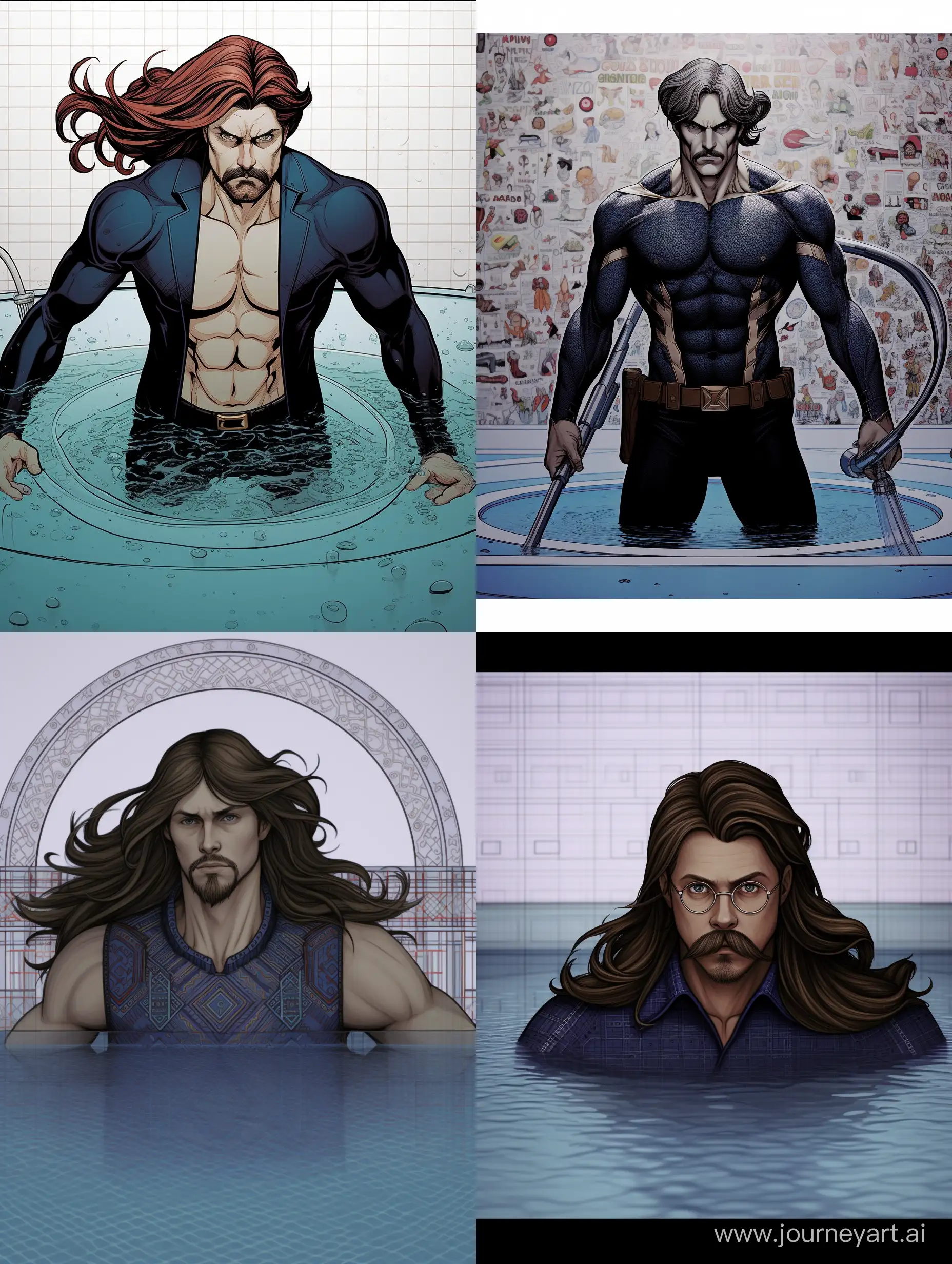 Shirtless-Doctor-Strange-with-Long-Hair-Relaxing-in-Pool