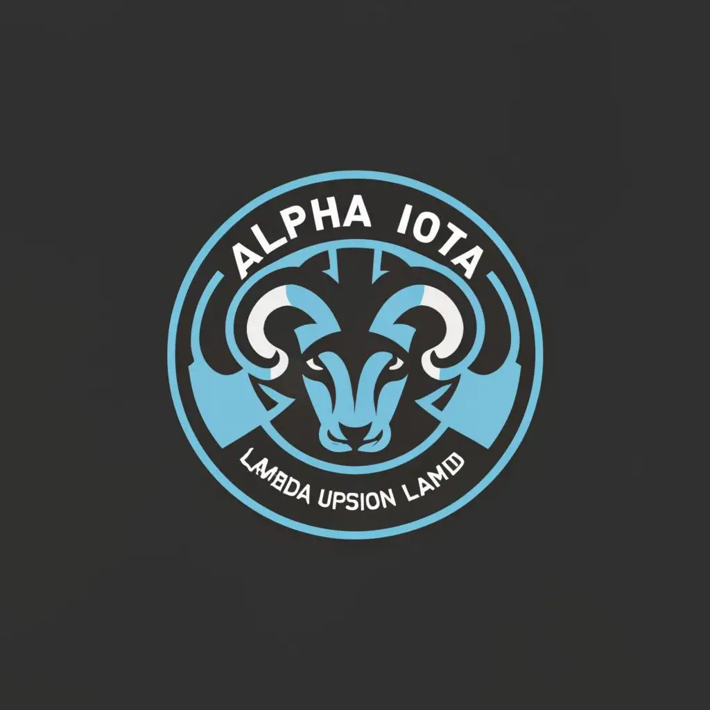 a logo design,with the text "Alpha Iota", main symbol:Ram (Greek Letter Lambda Upsilon Lambda)
Carolina Blue

,Moderate,be used in Sports Fitness industry,clear background