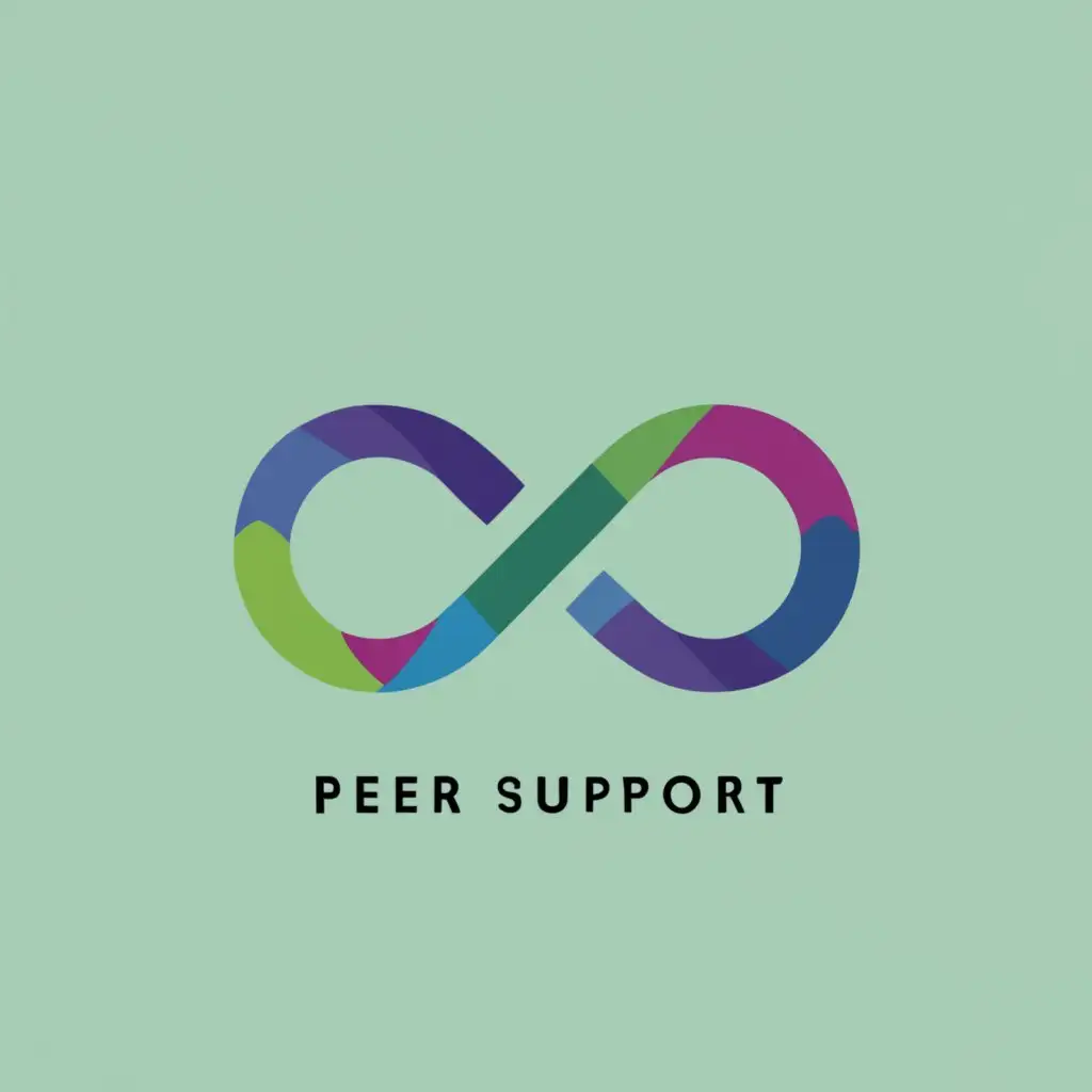 logo, Logo design for Peer Support. Use the autism infinity symbol. Use non-binary colors. Use a simple and elegant font., with the text "Peer Support", typography