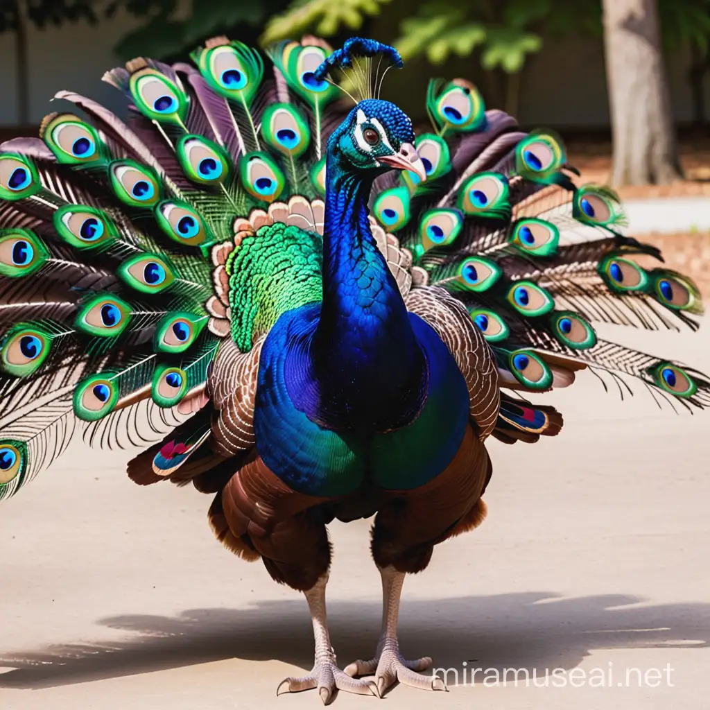 Exotic Peacock Turkey Hybrid Displaying Stunning Plumage