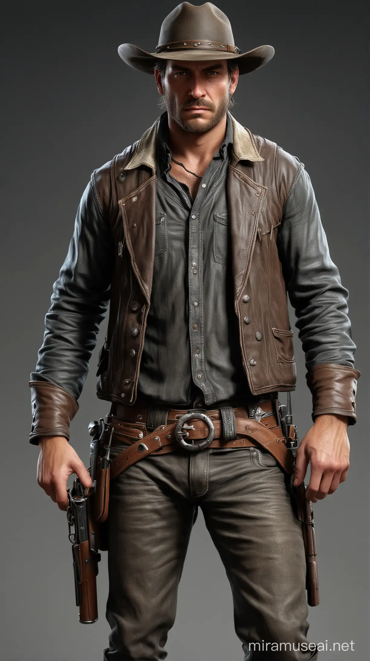 Hyper Realistic Wild West Rough Outlaw Male Portrait