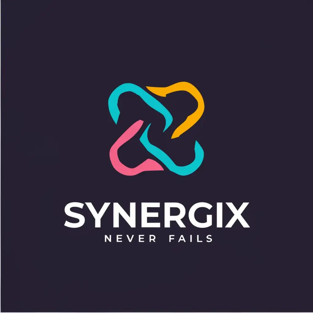 a logo design,with the text "synergix", main symbol:team work never fails,complex,be used in Technology industry,clear background
