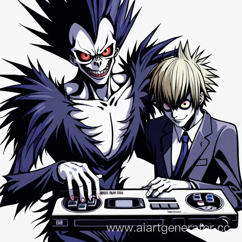 Ryuk-and-Light-Playing-Video-Games-Death-Note-Characters-Enjoying-Console-Entertainment