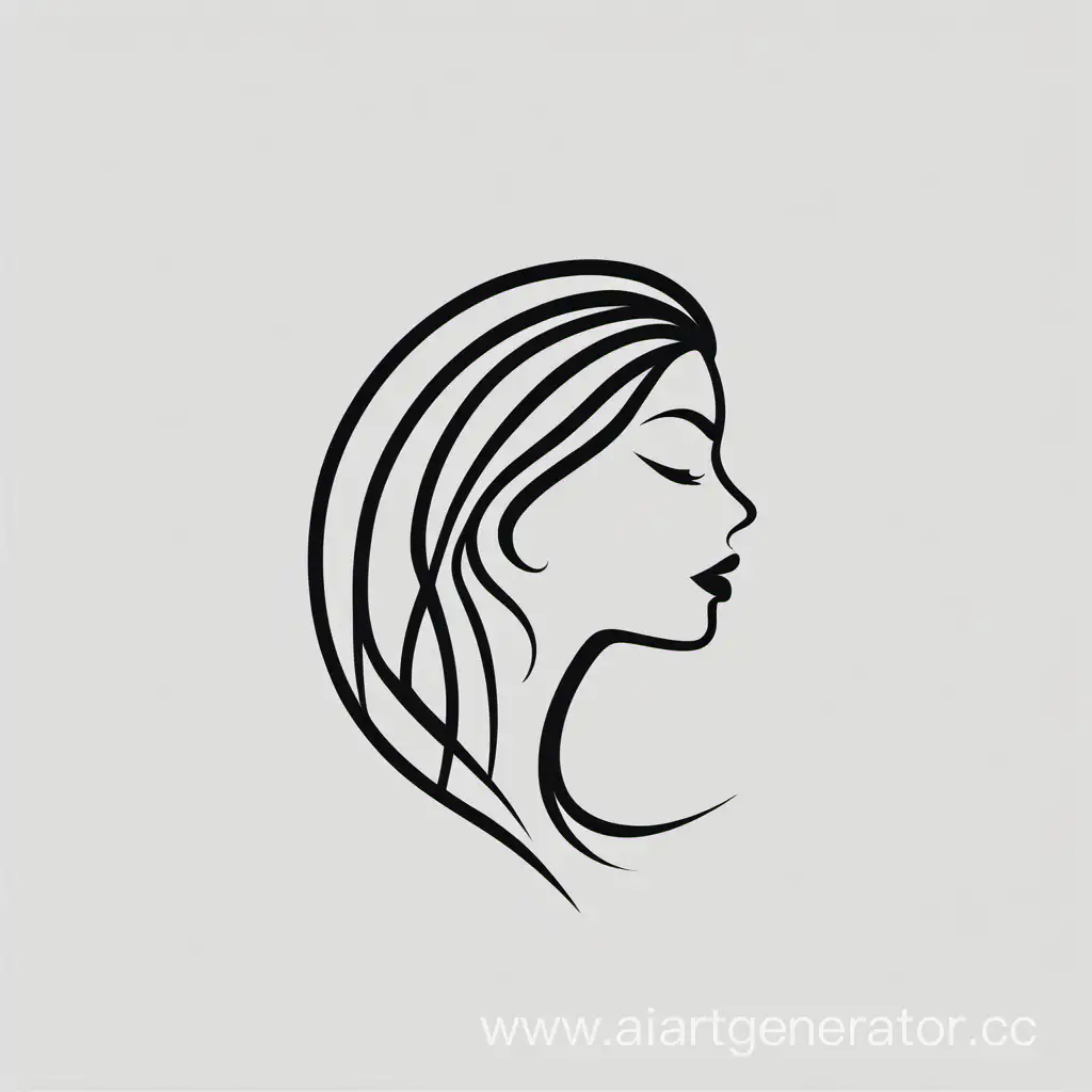 Modern, simple lines, creative, black color, digital art logo for woman hair dresser
