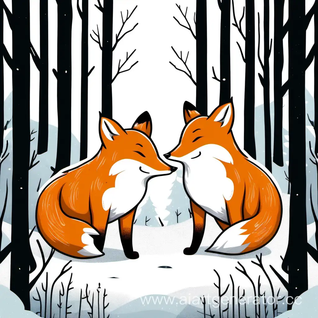 Two fat foxes in the forest